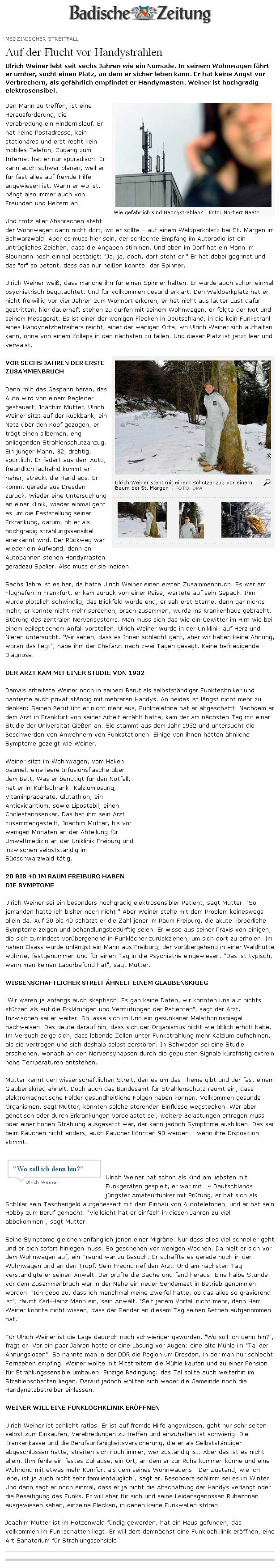 Auf der Flucht vor Handystrahlen