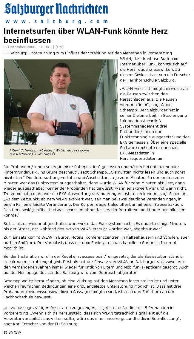 SN - Internetsurfen über WLAN-Funk könnte Herz beeinflussen